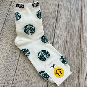 Starbucks | Green Logo Crew White Socks